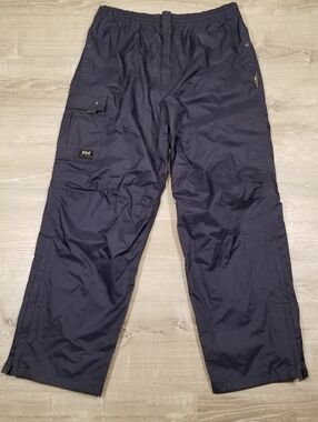 Helly Hansen Helly Tech Waterproof Navy Blue Cargo Rain Pants Mens Relaxed HH